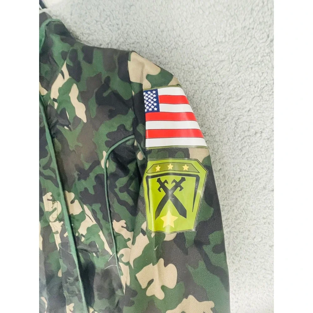 Kids Army Special Forces Costume Set Camo Jumpsuit Vest Helmet Halloween Play